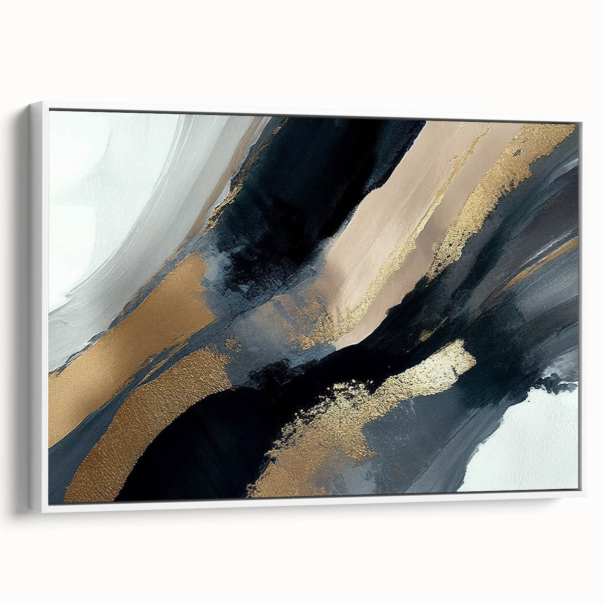 Minimalist Wall Decor - Black and Gold Abstract Canvas