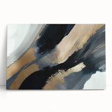Minimalist Wall Decor - Black and Gold Abstract Canvas