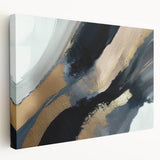 Minimalist Wall Decor - Black and Gold Abstract Canvas