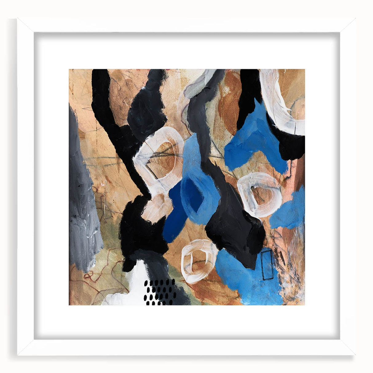 Abstract Canvas Wall Art – Bold Modern Painting in Black & Royal Blue