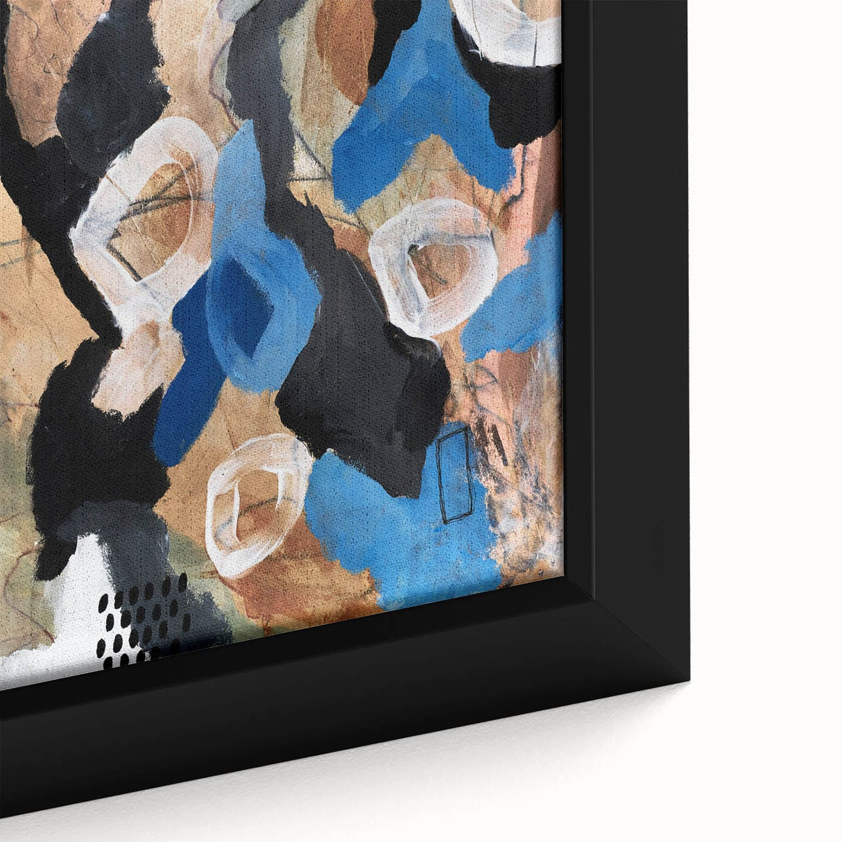 Abstract Canvas Wall Art – Bold Modern Painting in Black & Royal Blue