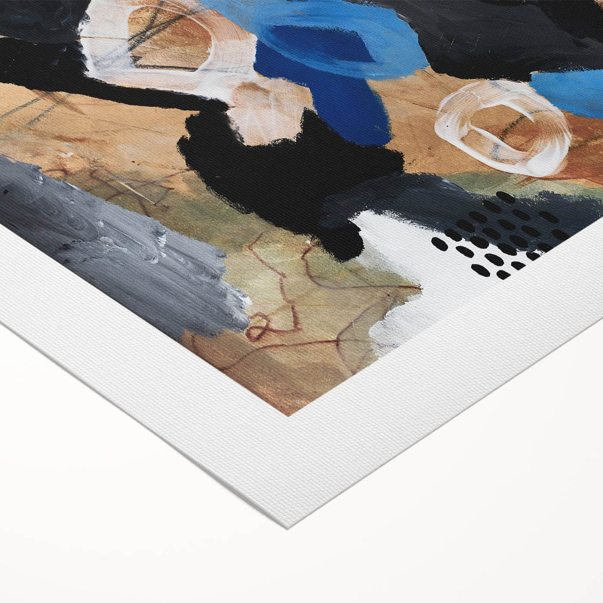 Abstract Canvas Wall Art – Bold Modern Painting in Black & Royal Blue
