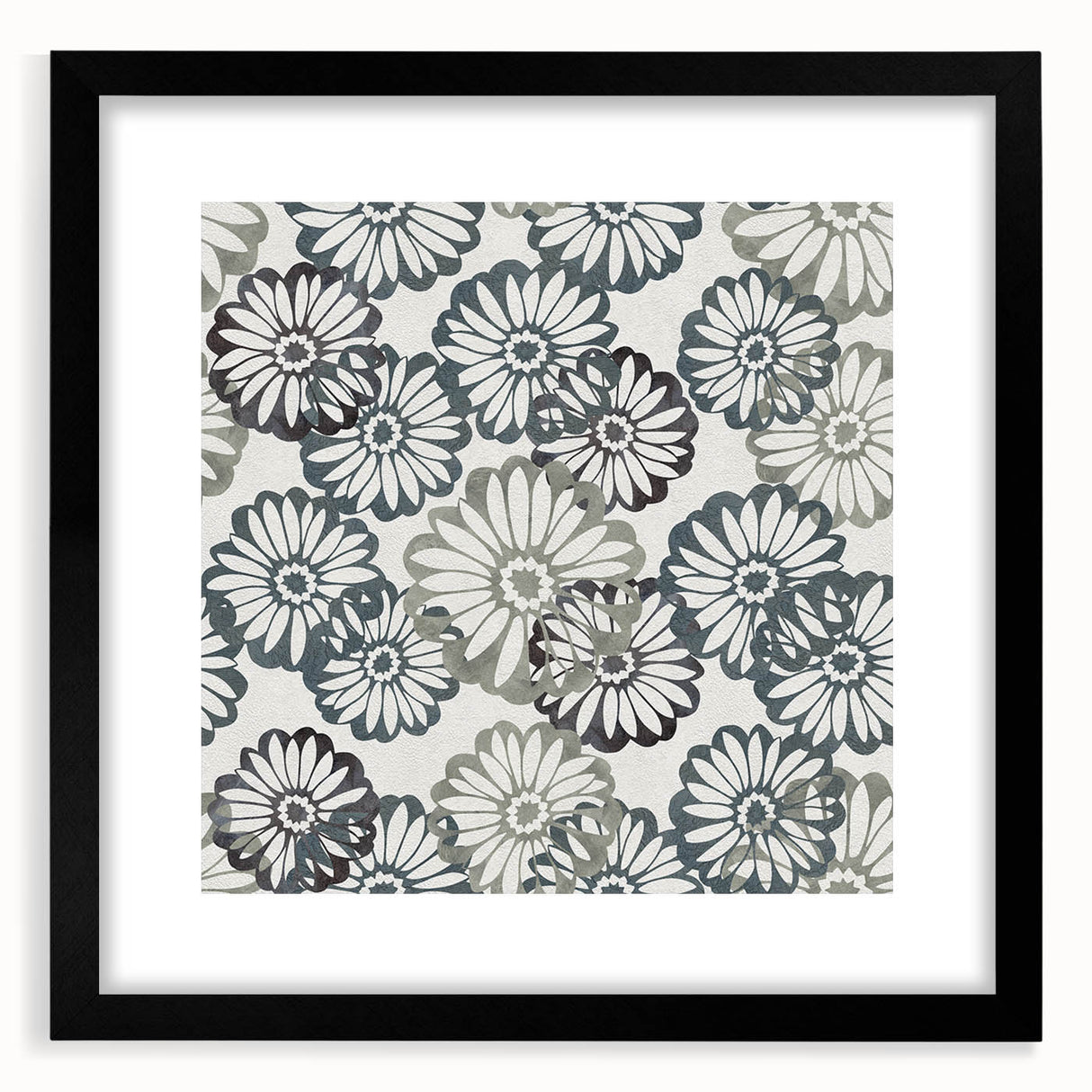 Contemporary Framed Abstract Art – Muted Floral Texture Print