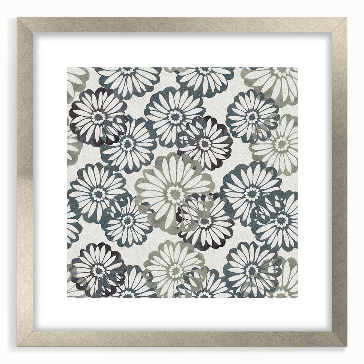 Contemporary Framed Abstract Art – Muted Floral Texture Print