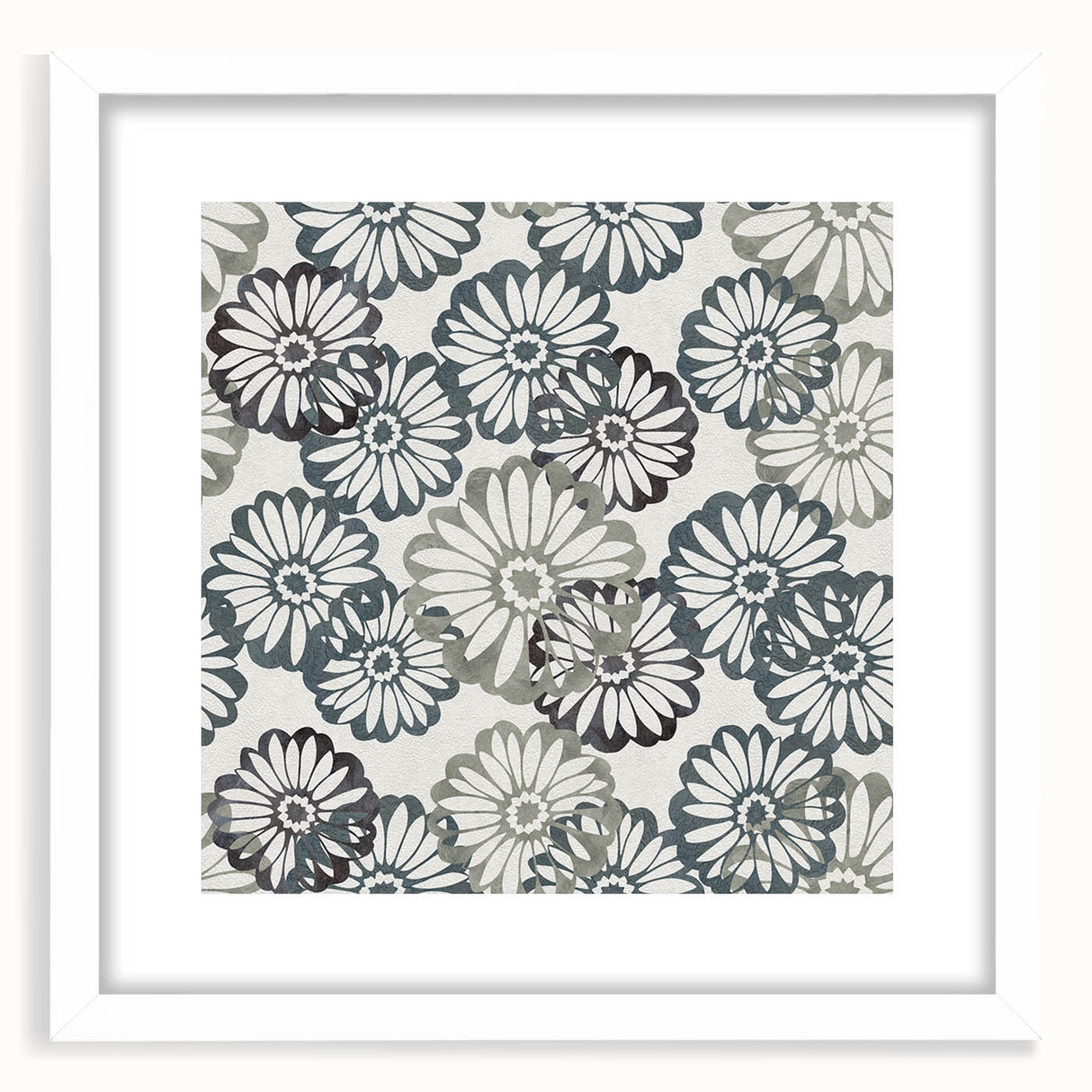 Contemporary Framed Abstract Art – Muted Floral Texture Print