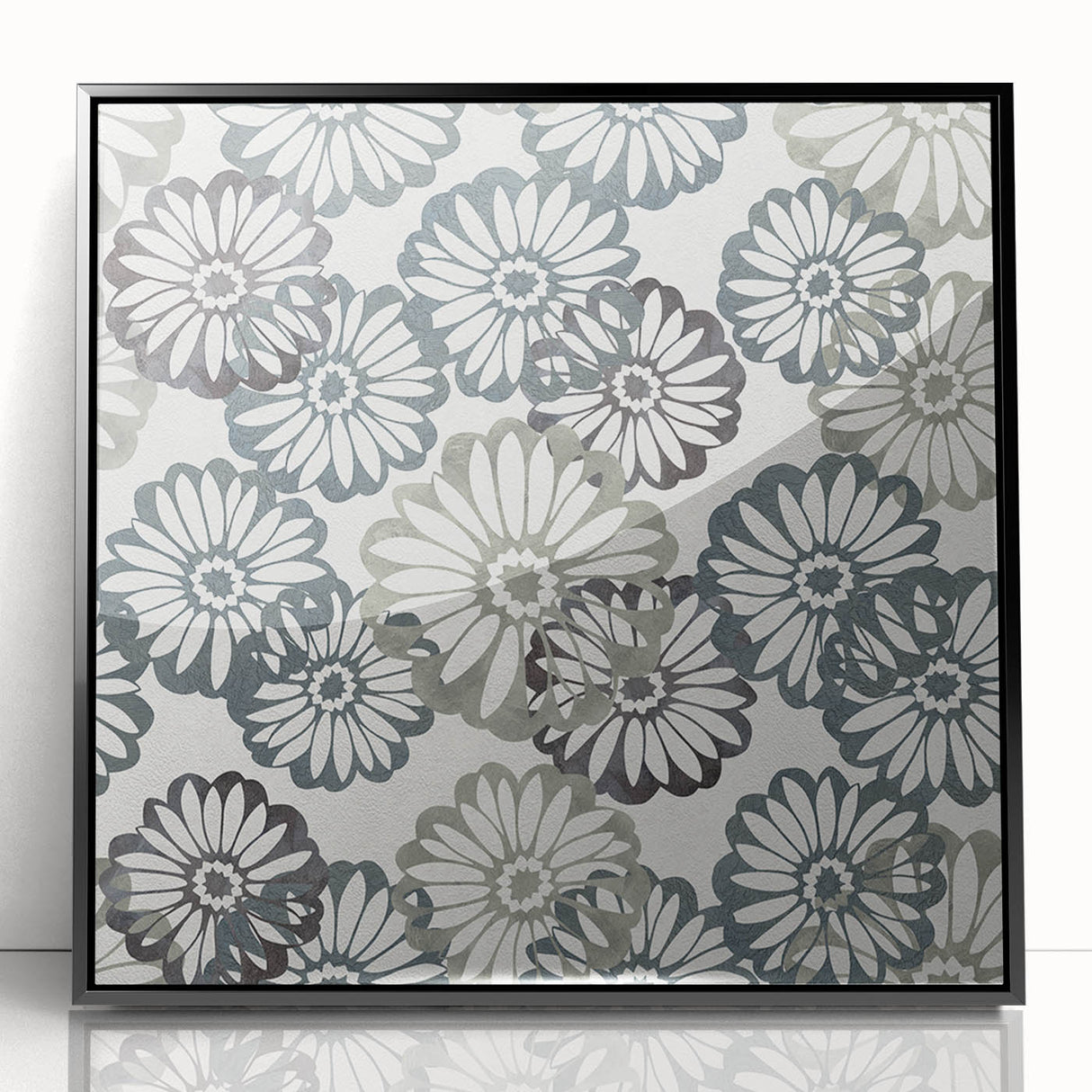 Contemporary Framed Abstract Art – Muted Floral Texture Print