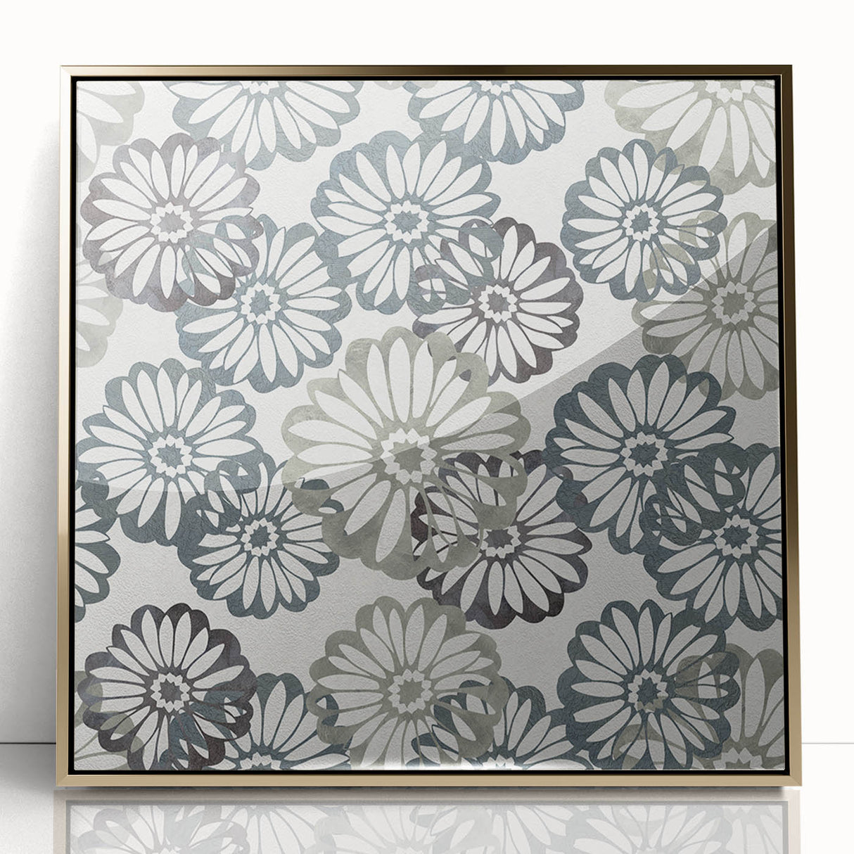 Contemporary Framed Abstract Art – Muted Floral Texture Print