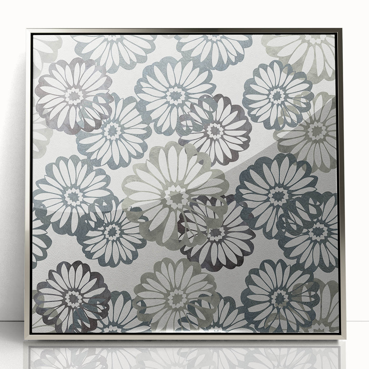 Contemporary Framed Abstract Art – Muted Floral Texture Print