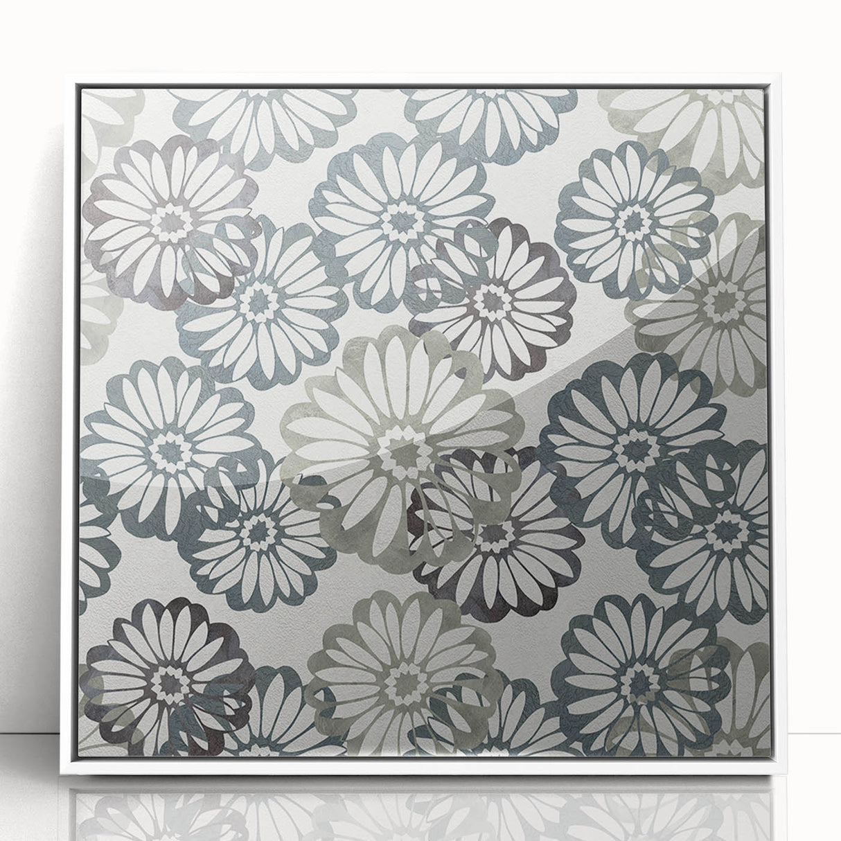 Contemporary Framed Abstract Art – Muted Floral Texture Print
