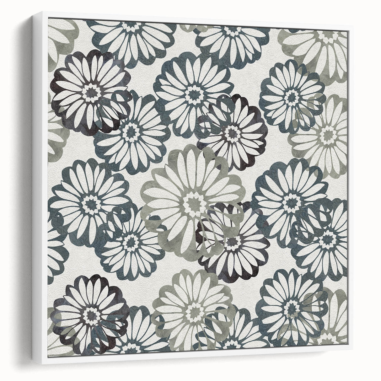 Contemporary Framed Abstract Art – Muted Floral Texture Print
