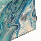 Fluid Abstract Wall Art – Ocean Blue & Turquoise Swirls Canvas