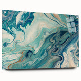 Fluid Abstract Wall Art – Ocean Blue & Turquoise Swirls Canvas