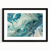Fluid Abstract Wall Art – Ocean Blue & Turquoise Swirls Canvas