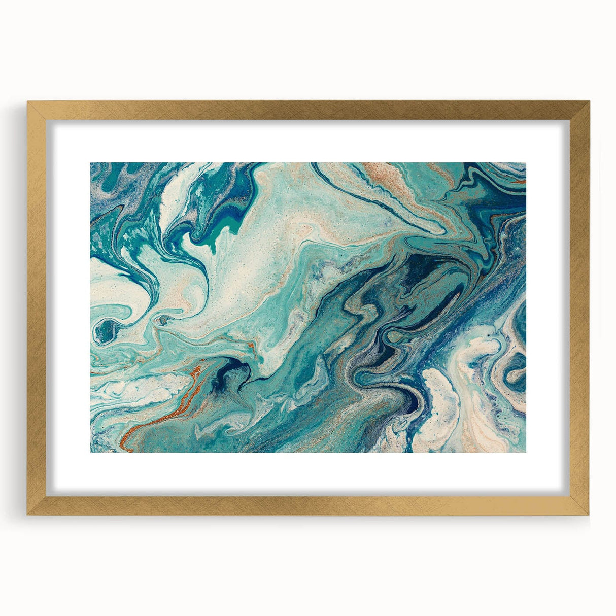 Fluid Abstract Wall Art – Ocean Blue & Turquoise Swirls Canvas