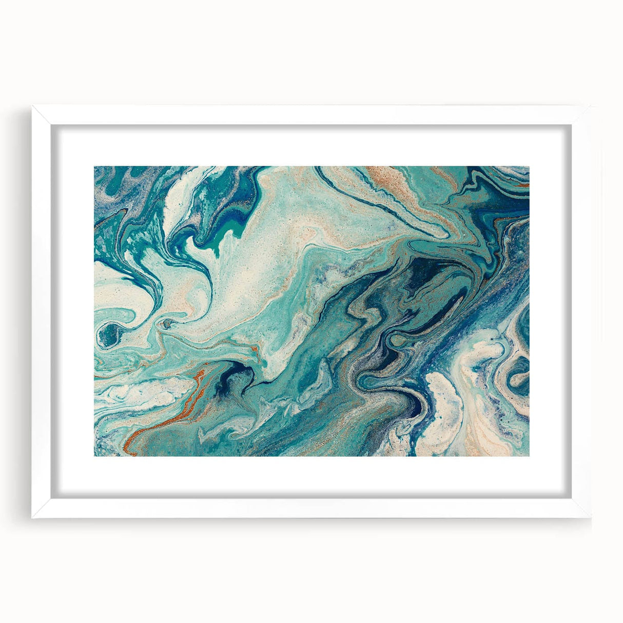 Fluid Abstract Wall Art – Ocean Blue & Turquoise Swirls Canvas