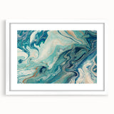 Fluid Abstract Wall Art – Ocean Blue & Turquoise Swirls Canvas