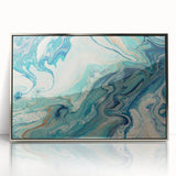 Fluid Abstract Wall Art – Ocean Blue & Turquoise Swirls Canvas