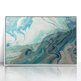 Fluid Abstract Wall Art – Ocean Blue & Turquoise Swirls Canvas