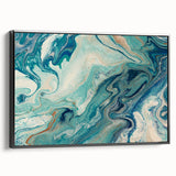 Fluid Abstract Wall Art – Ocean Blue & Turquoise Swirls Canvas