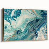 Fluid Abstract Wall Art – Ocean Blue & Turquoise Swirls Canvas