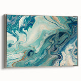 Fluid Abstract Wall Art – Ocean Blue & Turquoise Swirls Canvas