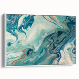 Fluid Abstract Wall Art – Ocean Blue & Turquoise Swirls Canvas