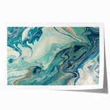 Fluid Abstract Wall Art – Ocean Blue & Turquoise Swirls Canvas