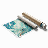 Fluid Abstract Wall Art – Ocean Blue & Turquoise Swirls Canvas