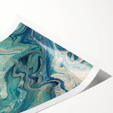 Fluid Abstract Wall Art – Ocean Blue & Turquoise Swirls Canvas