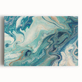 Fluid Abstract Wall Art – Ocean Blue & Turquoise Swirls Canvas