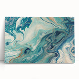 Fluid Abstract Wall Art – Ocean Blue & Turquoise Swirls Canvas