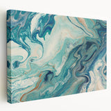 Fluid Abstract Wall Art – Ocean Blue & Turquoise Swirls Canvas