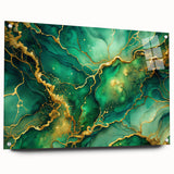 Luxury Green & Gold Abstract Painting – Modern Wall Art Print