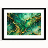 Luxury Green & Gold Abstract Painting – Modern Wall Art Print