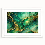 Luxury Green & Gold Abstract Painting – Modern Wall Art Print