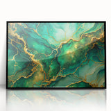 Luxury Green & Gold Abstract Painting – Modern Wall Art Print