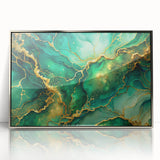 Luxury Green & Gold Abstract Painting – Modern Wall Art Print