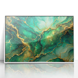 Luxury Green & Gold Abstract Painting – Modern Wall Art Print