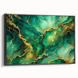 Luxury Green & Gold Abstract Painting – Modern Wall Art Print