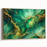 Luxury Green & Gold Abstract Painting – Modern Wall Art Print