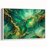 Luxury Green & Gold Abstract Painting – Modern Wall Art Print