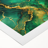 Luxury Green & Gold Abstract Painting – Modern Wall Art Print