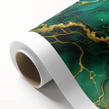 Luxury Green & Gold Abstract Painting – Modern Wall Art Print