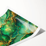 Luxury Green & Gold Abstract Painting – Modern Wall Art Print