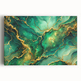 Luxury Green & Gold Abstract Painting – Modern Wall Art Print