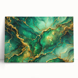 Luxury Green & Gold Abstract Painting – Modern Wall Art Print