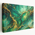 Luxury Green & Gold Abstract Painting – Modern Wall Art Print
