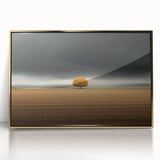Abstract Minimalist Landscape – Lone Golden Tree in Storm Print