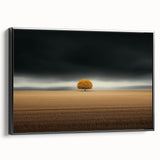 Abstract Minimalist Landscape – Lone Golden Tree in Storm Print