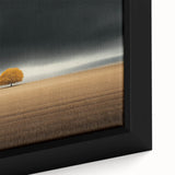 Abstract Minimalist Landscape – Lone Golden Tree in Storm Print